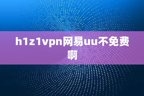 h1z1vpn网易uu不免费啊